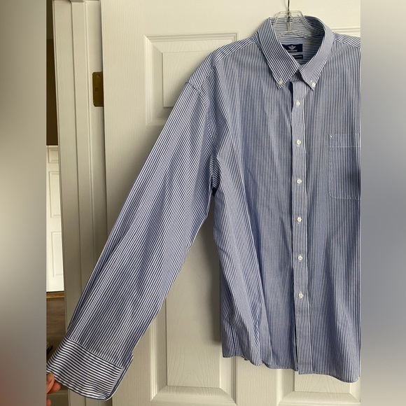 Dockers Men’s Button Down Shirt Blue White Striped Long Sleeve Men’s Size XL - Picture 3 of 7